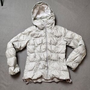 Eddie BauerGoose Down Puffer Jacket Women’s Small White Silver Lightweight